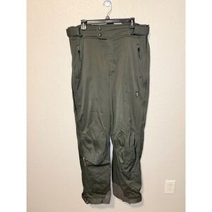 Descente Ski Snow Pants Olive Green Adjustable Waist Zip Pockets Mens